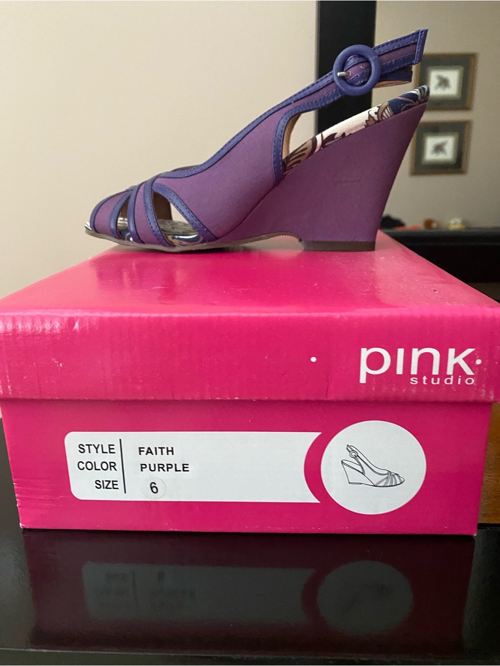 Faith Purple Slingback Wedge Heels
